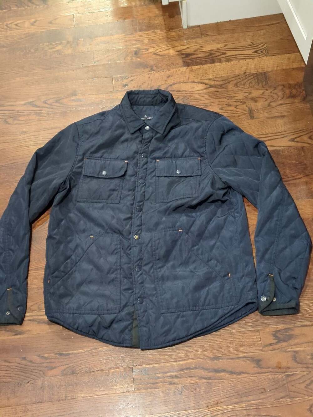 Rainforest Quilted Shirt Jacket Size M Navy Orange Shacket